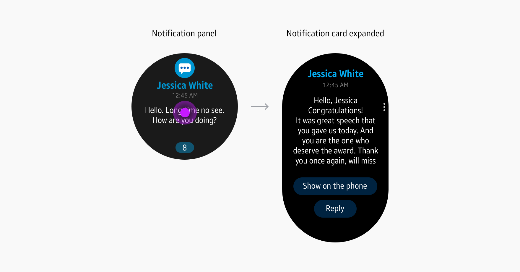 The notification board consists of notification panels, which expand into notification cards.