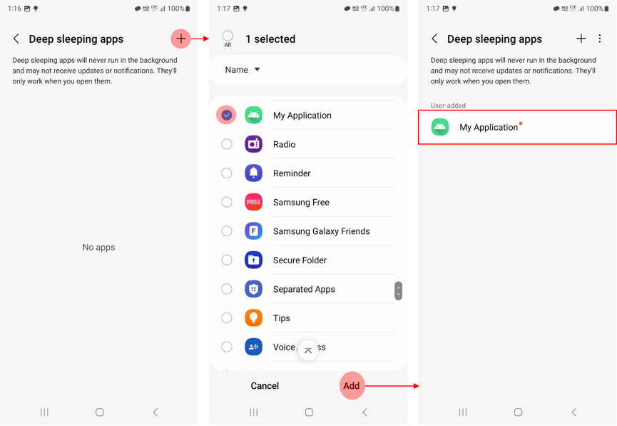 Figure 4:Select Deep sleeping apps