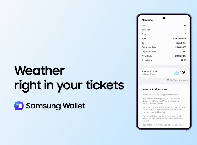 Never Get Caught Off-Guard Again: Samsung Wallet Brings Real-Time Weather Forecasts to Your Tickets