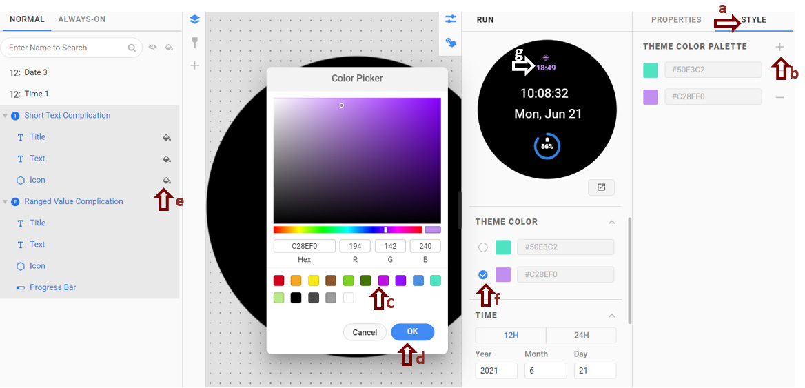 Figure 7: Add theme color for short text complication