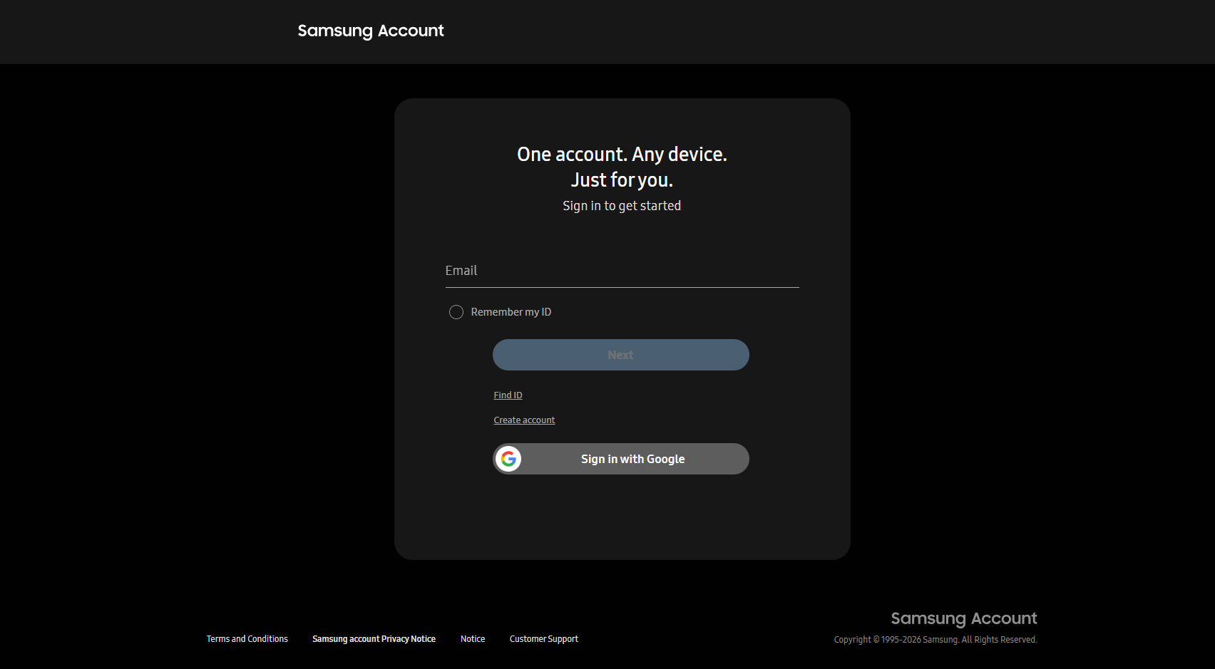 Figure 4. Samsung Developer Portal login