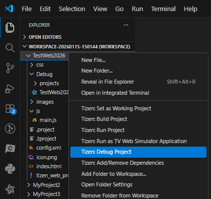 Figure 11. Launch application in debug mode