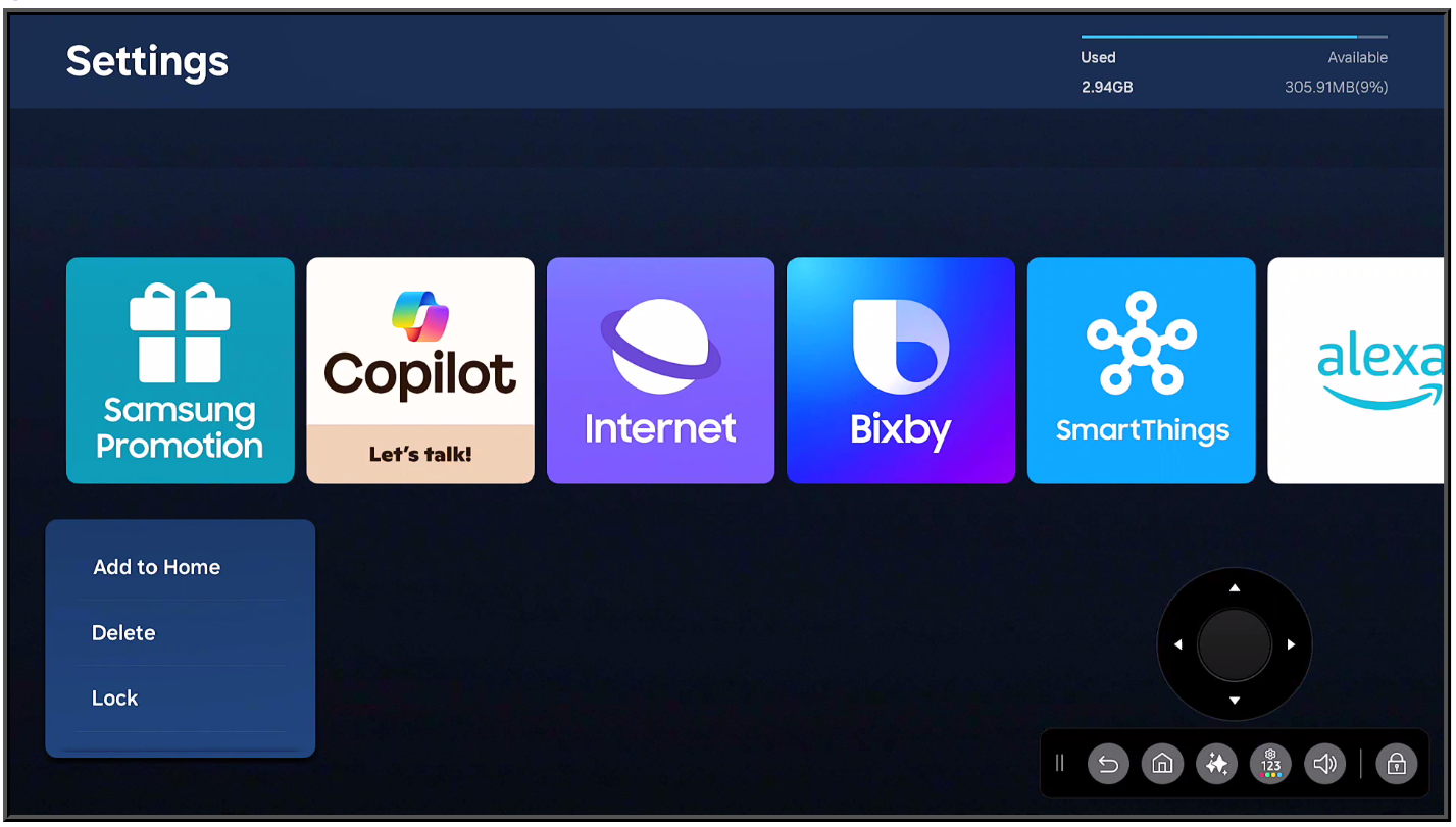Figure 3 Apps settings