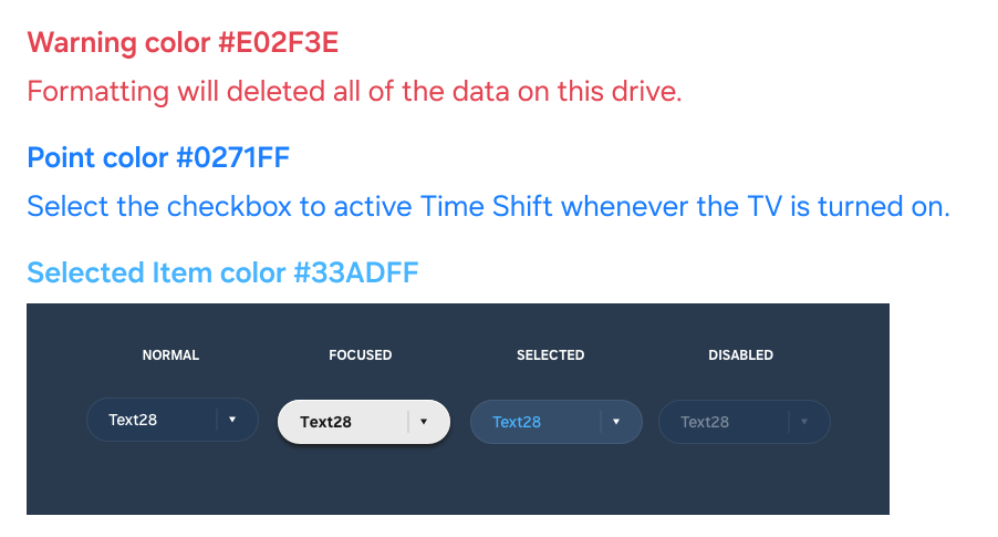 Figure 7: Example of font colors