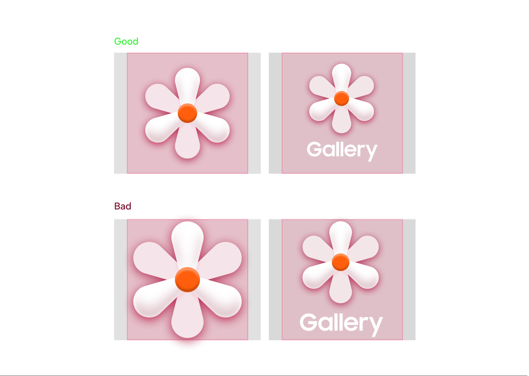 Figure 6: Good and bad examples of application icons