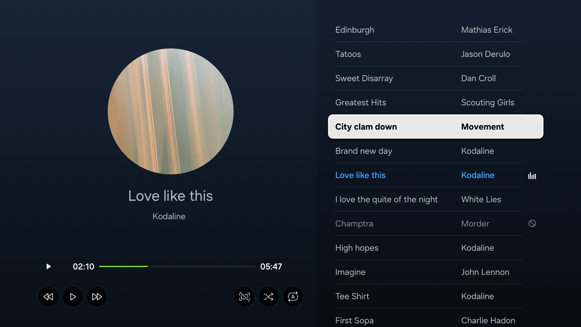 Figure 7: Example of a music player