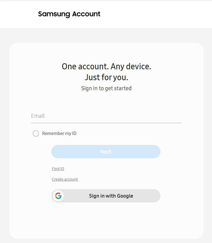 Figure 9. Samsung Developer account sign-in