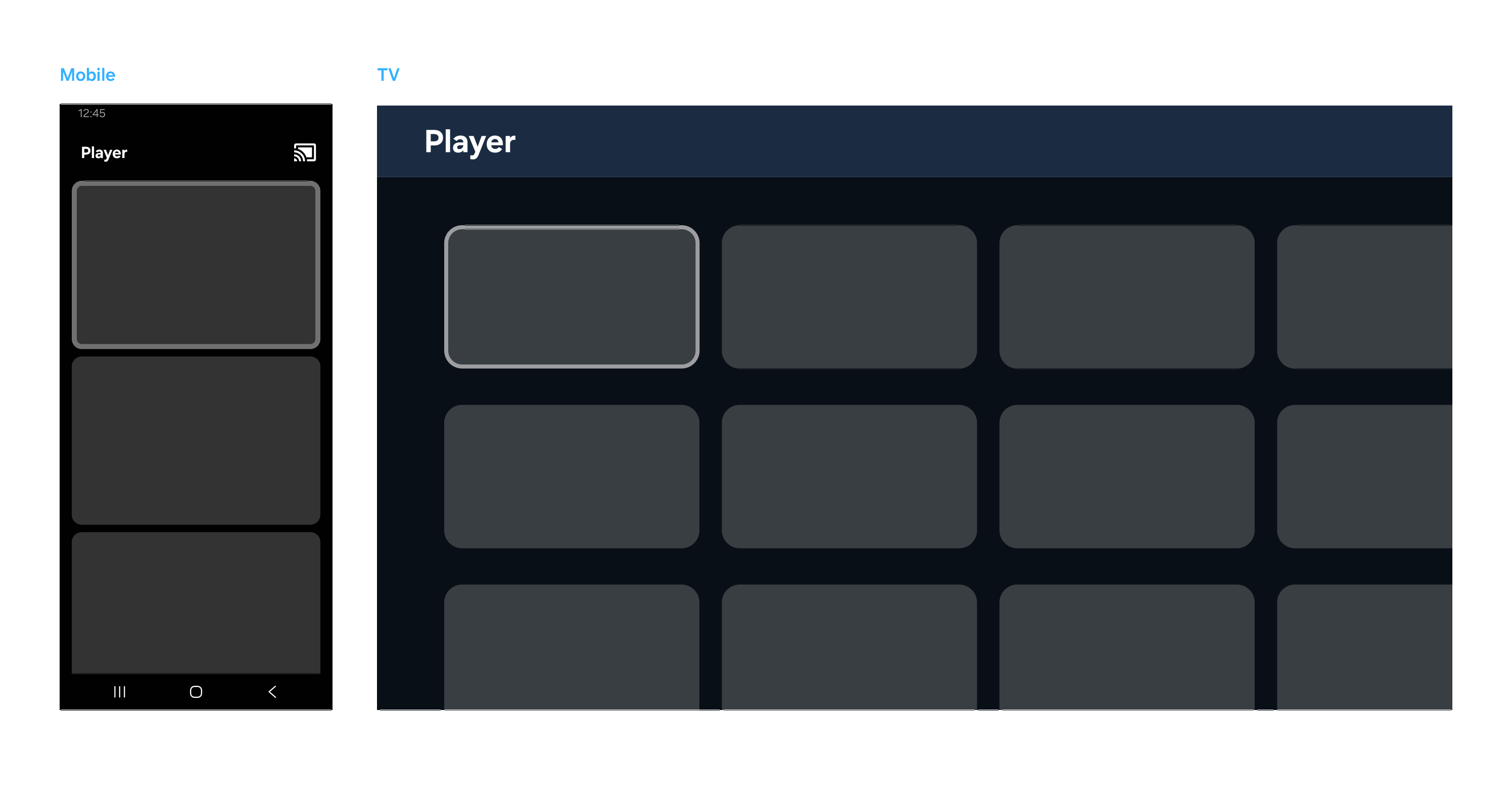Figure 6: Home screen of the TV and Mobile application