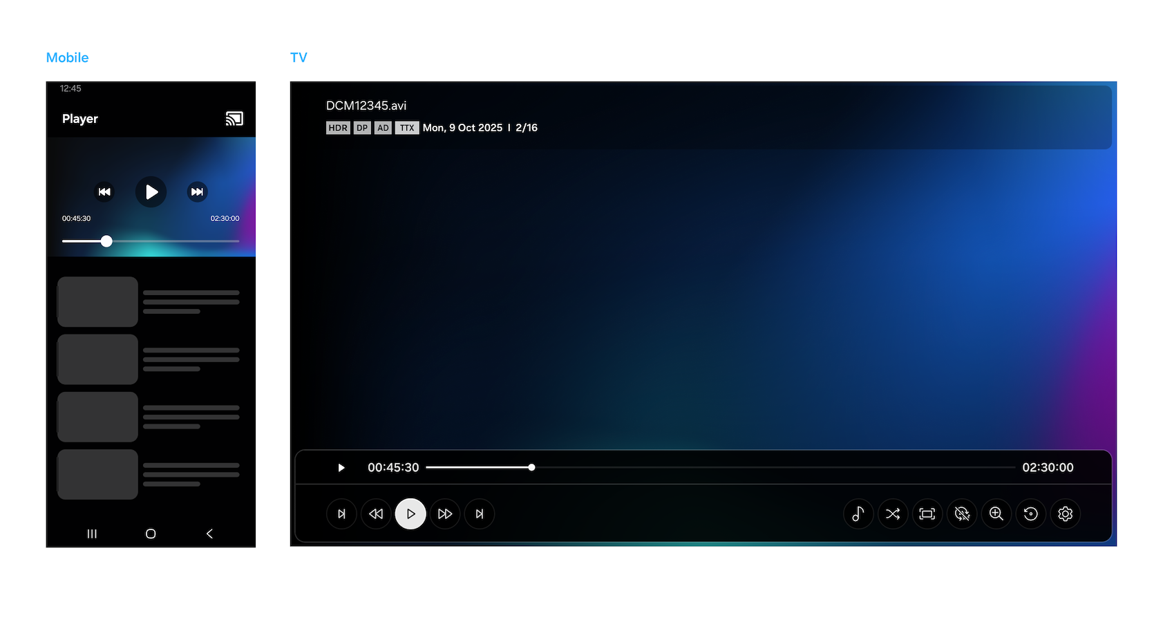 Figure 9: Playback synced between the mobile and TV applications